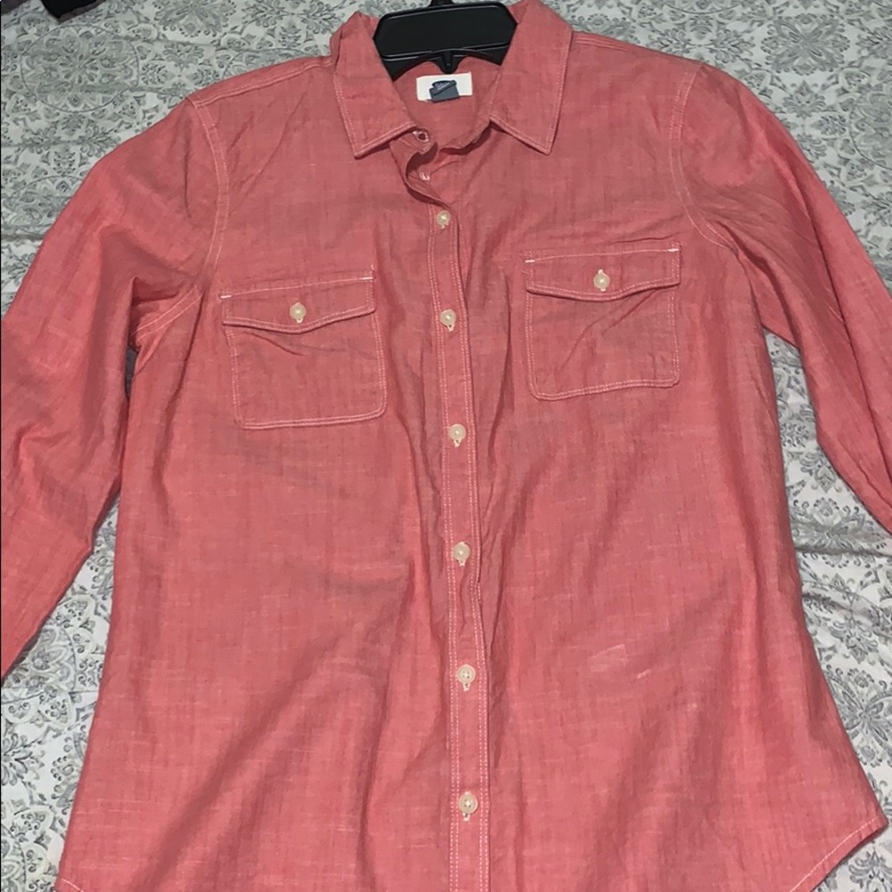 Salmon Color Buttoned Up Long Sleeve